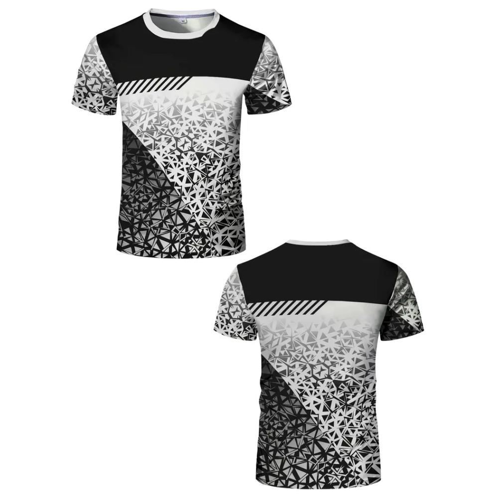 Gym Man T Shirt Geometric Color Blocks Printing Sports Gym Short Sleeve Tees Quick Drying Running Men Oversized Clothing
