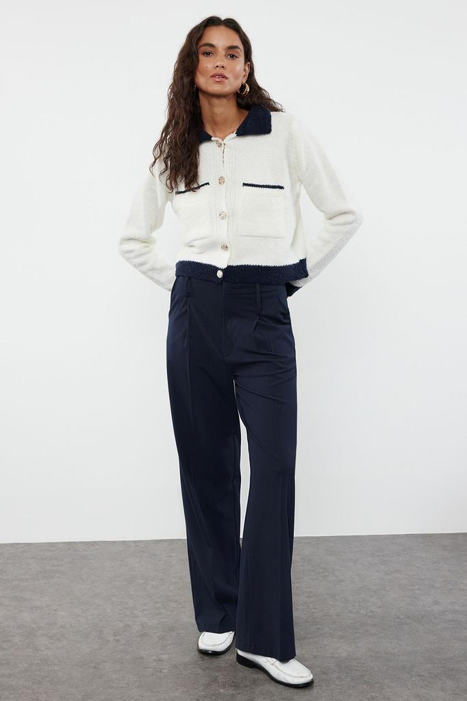 Women's Fashionable Stylish Cardigan Pink Boucle Polo Collar Coat Look Knitwear Cardigan