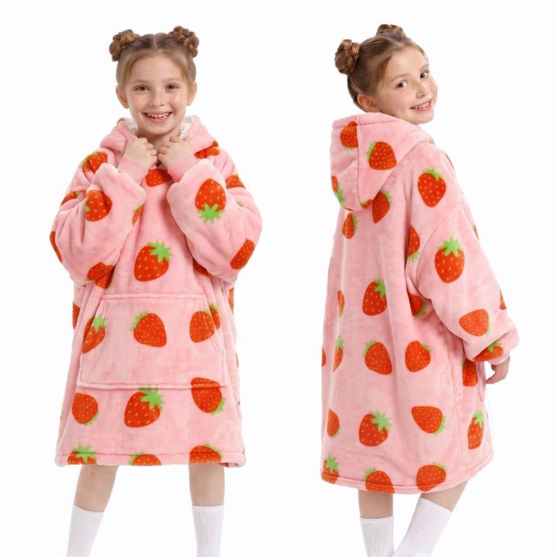 Custom Hooded Blanket Adults Kids Fleece Lined Thick Warm Winter Wearable