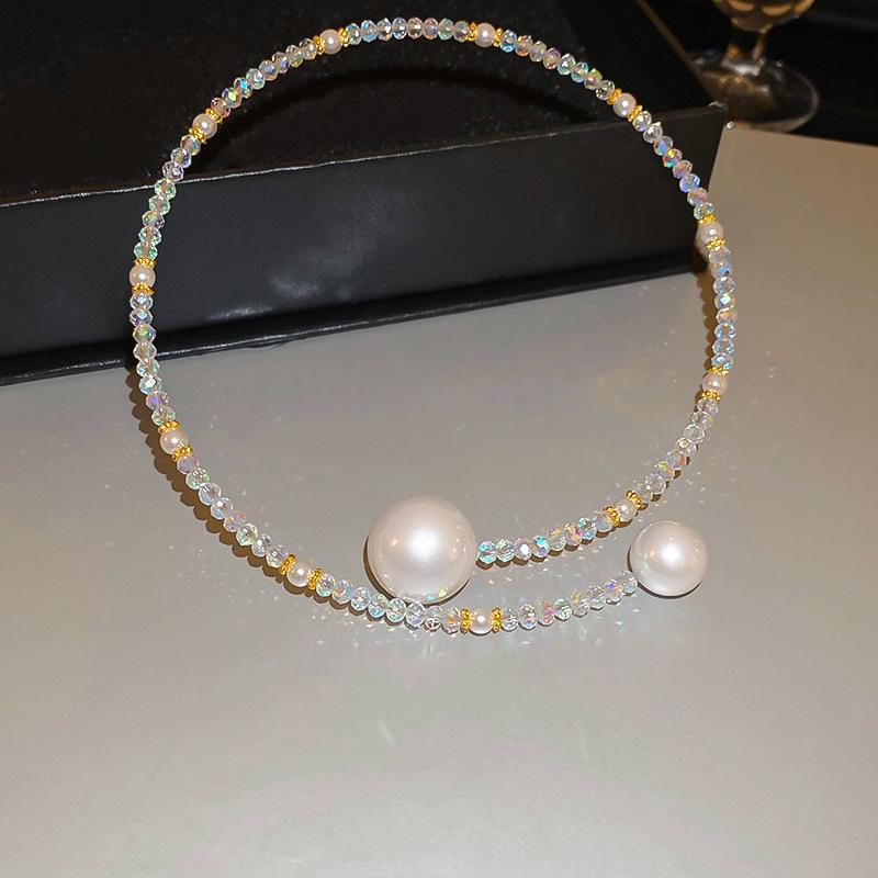 Korean temperament love butterfly pearl fringed necklace fashion collarbone chain versatile item decoration