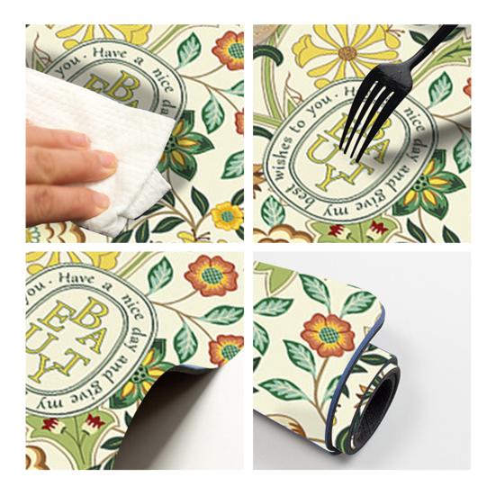 Kitchen Anti-slip Drain Mat Great Water Absorption Capacity Double-sided Washable Floral Printing Anti-skid Bottom Keep Clean Kitchen Dish Drying Mat