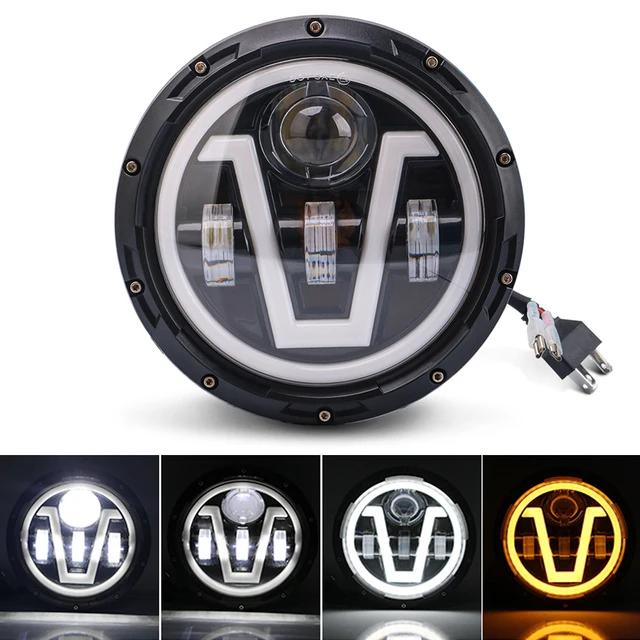 1X 7 Inch LED Headlight Bulbs Assembly DRL Lights H4 Round Headlamp Angel Eyes Car Accessories For Suzuki Samurai Lada Niva Jeep