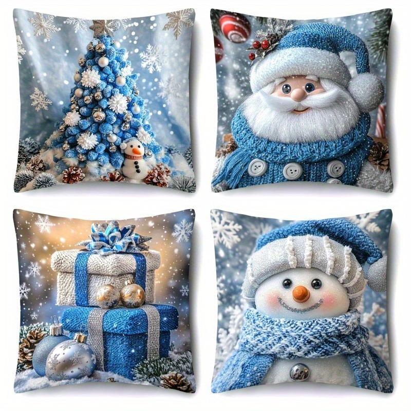 Christmas Themed Pillowcases: Santa, Snowman, and Christmas Tree Designs sofas, bedroom pillow covers, holiday gifts