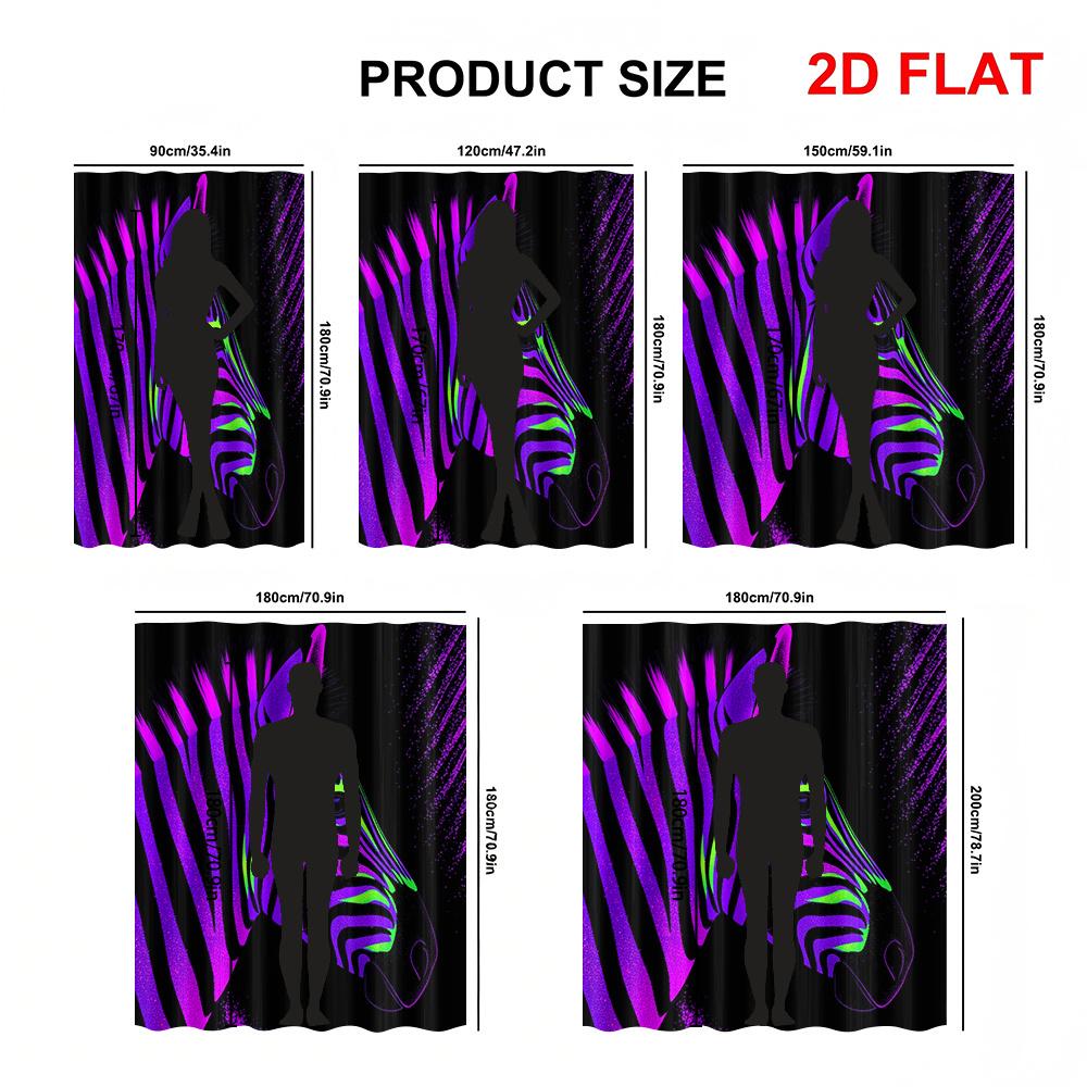 Modern Wild Zebra Print Shower Curtain Fun Waterproof Bathroom Decoration Neon Purple Pink Green Animal Accent Shower Curtain
