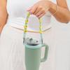 Tyeso Держатель для стакана для напитков Хлопковая веревка с силиконовым держателем для соломинки Портативный тамблер Милый дизайн с цветами