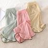 Расклешенные брюки для девочек, летние детские брюки Ice Silk, широкие брюки, повседневные брюки с оборками