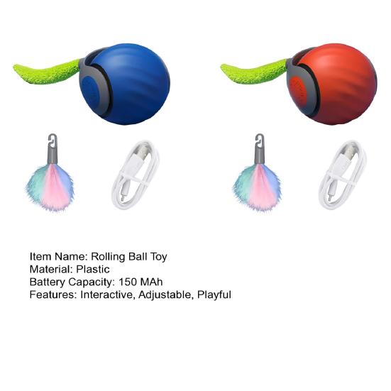 2 шт. Интерактивная игрушка для кошек, катящийся мяч, сенсорное управление, активация умного мяча с плюшевым хвостом, автоматическая самодвижущаяся игрушка для кошек и собак в помещении