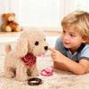 Kids Electric Plush Dog Toy with Leash Interactive Barking Nodding Movable Tail Walking Puppy Plushie Toddlers Simulation Stuffed Animal Toy