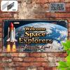 D Flat pc Vintage Rocket Panel Wall Decor  Retro SciFi Aluminum Metal Sign Suitable for Home Office Party Birthday Gift