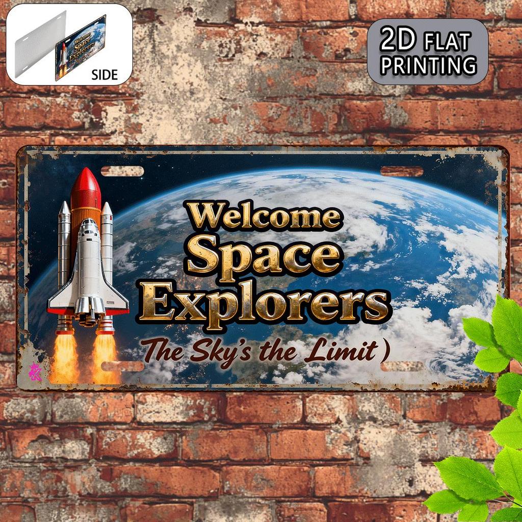 D Flat pc Vintage Rocket Panel Wall Decor Retro SciFi Aluminum Metal Sign Suitable for Home Office Party Birthday Gift
