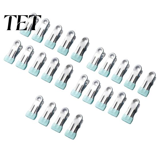 Heavy Duty Drying Line Hooks for Home Use 24PCS Stainless Steel Clothes Pegs, with Non-Slip Rubber Coating, Small Clamps Office Documents Laundry