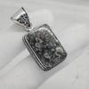 Cushion Cab Crinoid Marble Fossil 925 Sterling Silver Pendant Jewelry, Boho Style Designer Pendant