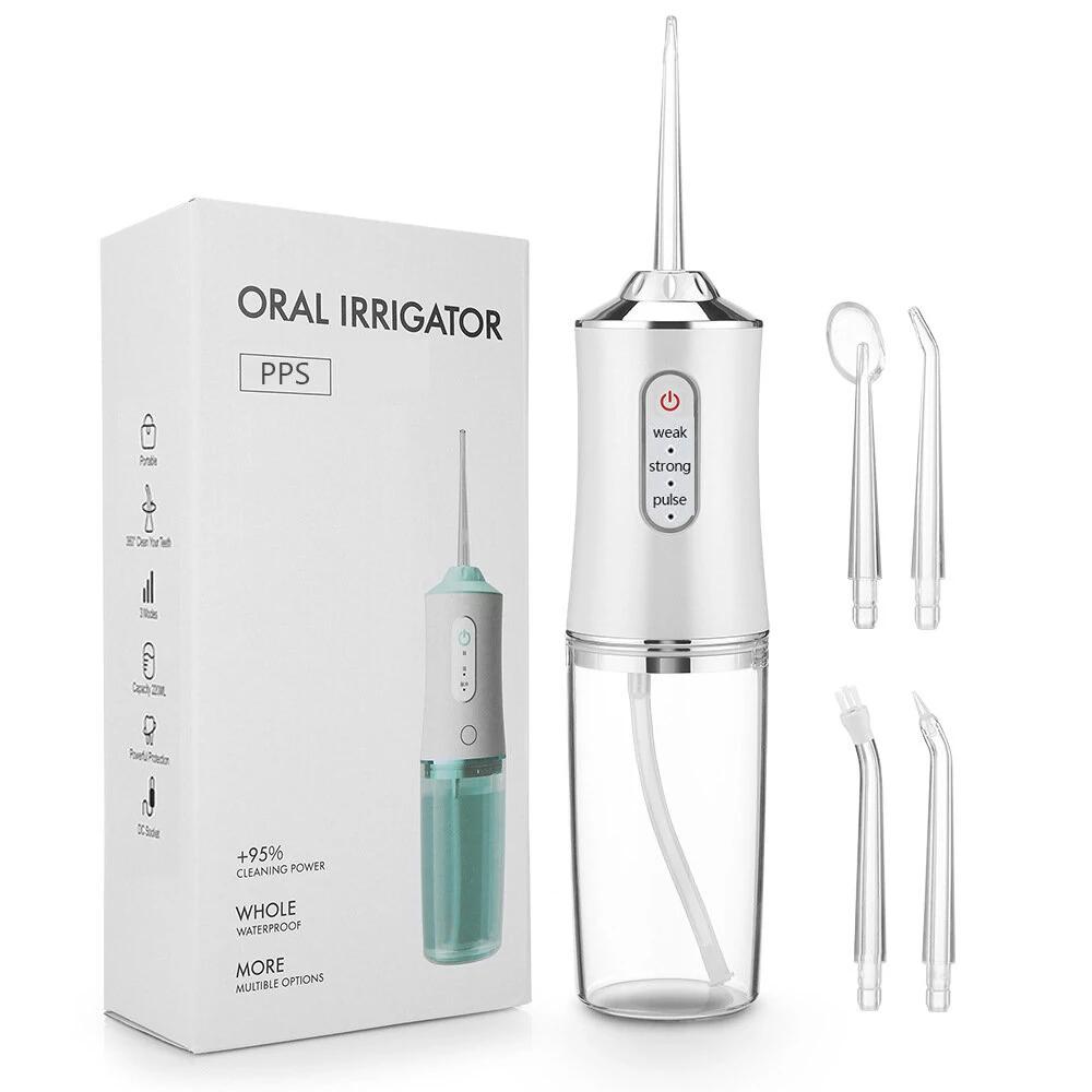 Wireless dental irrigator for the oral cavity, set of 5 tips