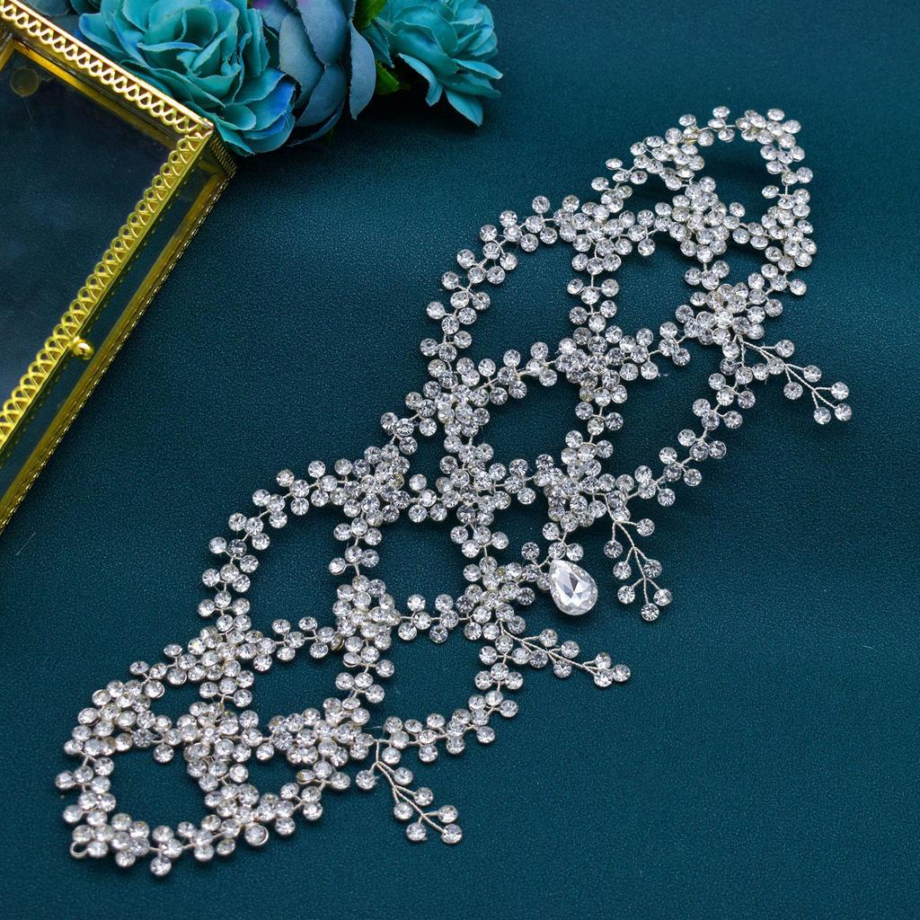 Ручная работа Стразы Свадебная цепочка на лоб Повязка на голову - Элегантный аксессуар для прически