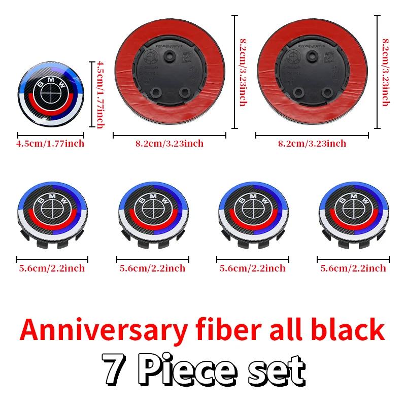 7Pcs 50th Anniversary Fiber Black Car Hood Front Rear Trunk Emblem Badge For BMW F20 E36 E46 X6 M4 E60 E93 E87 G01 G20 X3 X5 F30 FV7