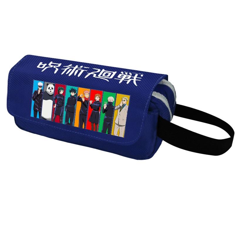 Anime Jujutsu Kaisen Pencil Case Double Zipper Large Capacity Canvas Stationery Organizer Students