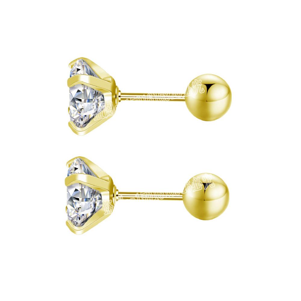 Новые медицинские серьги-пусеты из нержавеющей титановой стали с цирконовым кристаллом, с 4 зубцами, для трагуса, хряща, для мужчин и женщин, пирсинг уха, циркон