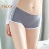 Women Underpants Smooth Ice Silk Solid Color Mid Waist Moisture-wicking Slim Fit High Elasticity Daily Wear Lady Boxers