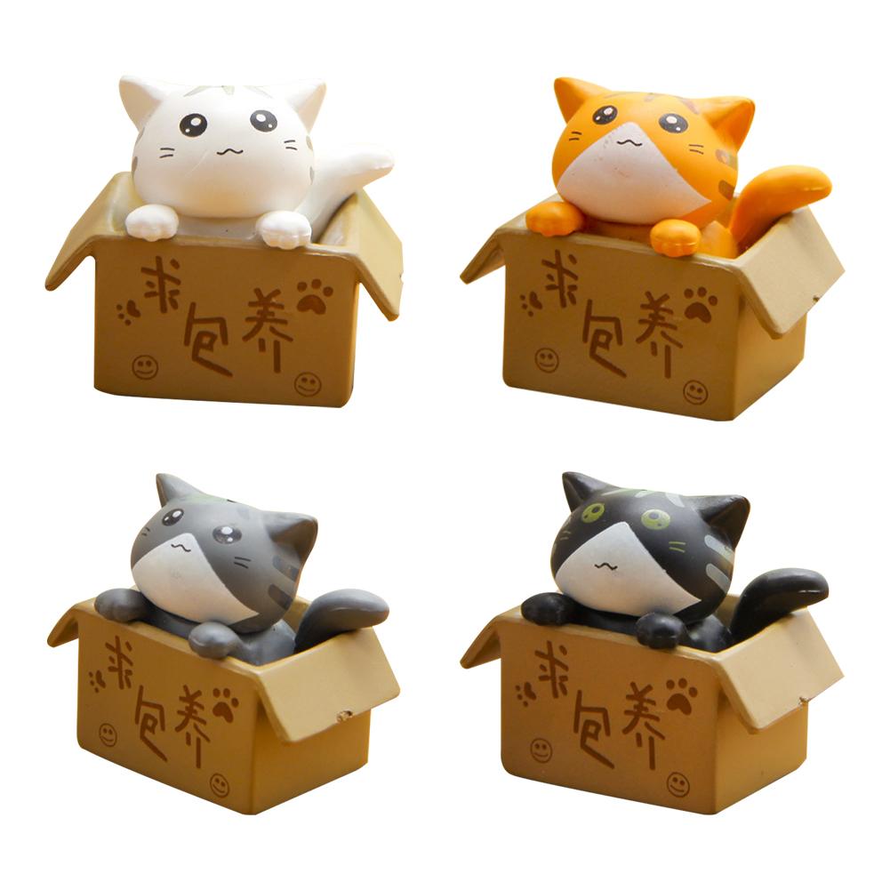 Kawaii Мини Кошка Украшение Котенок Коробка Статуэтка Подарок Для Детей Детское Украшение Игрушка Фигурки Главная Min G9B7