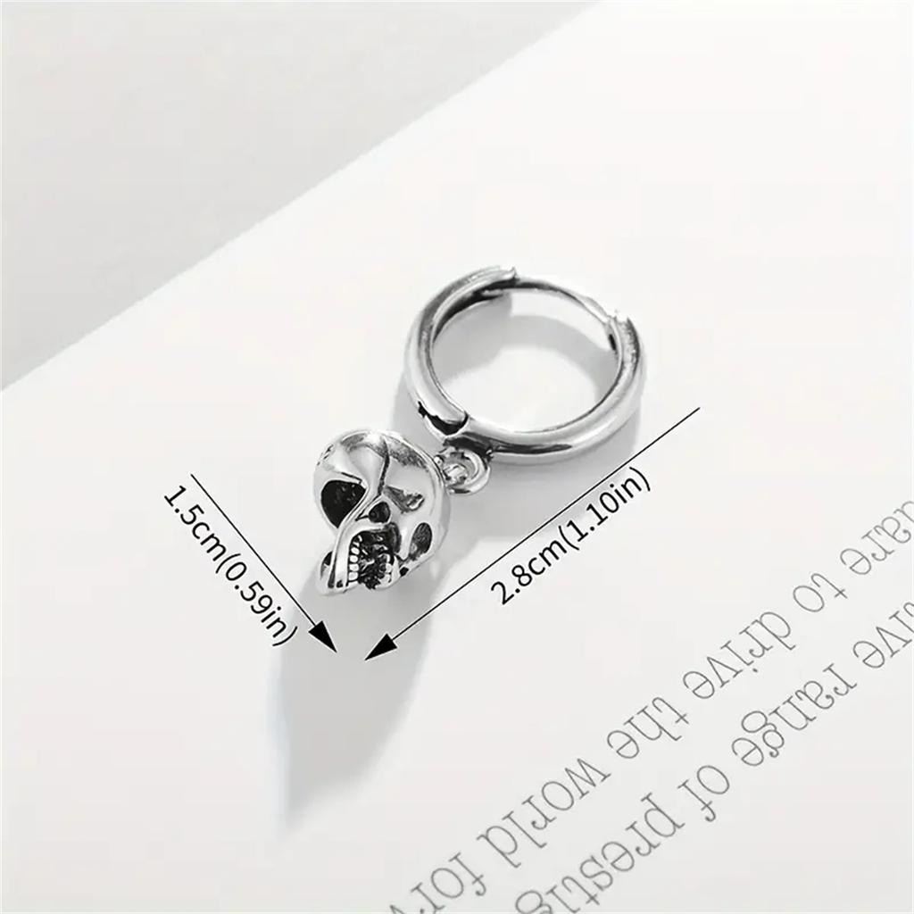 1Pair Vintage Skull Earrings Gothic Ghost Head Unisex Dangle Earrings Punk Rock Fashionable Halloween Jewelry Gift For Women Men