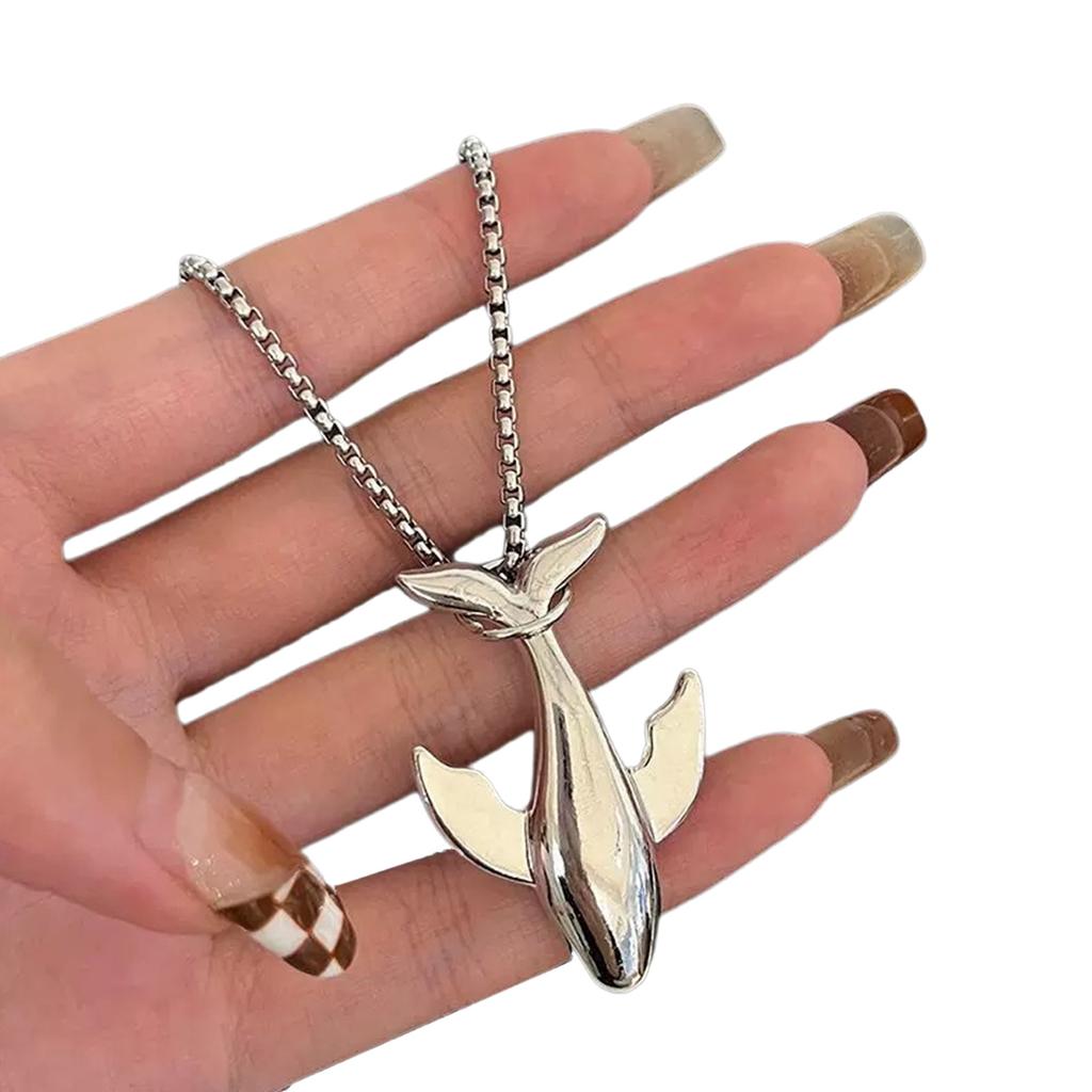Шикарное ожерелье с китом, ожерелье-подвеска из нержавеющей стали, изысканная цепочка для свитера, эффектное ожерелье для любого случая