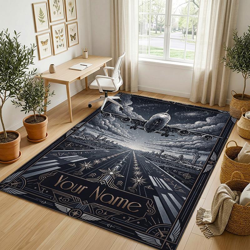 Adventure Journey Theme Crystal Velvet Rug Personalized Custom Name Text Soft Floor Mat Home Decor