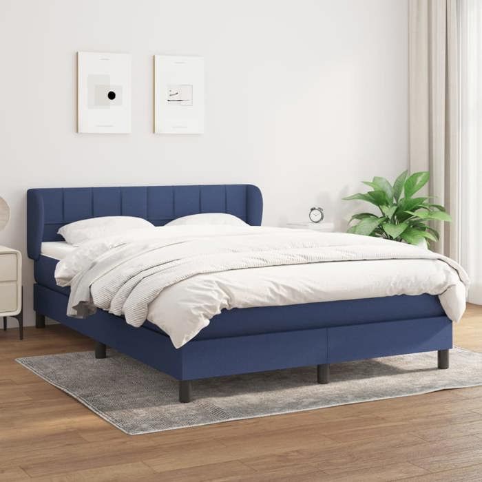 Maison Exclusive - Sommier à lattes de lit avec matelas Bleu 140x200 cm Tissu