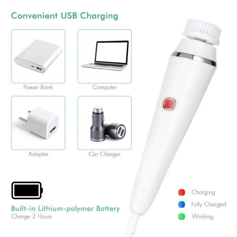 4 в 1 электрическая щетка для очищения лица, компрессионная терапия, ультразвуковое мытье лица, отшелушивающий массажер для очистки пор, средство для удаления черных точек