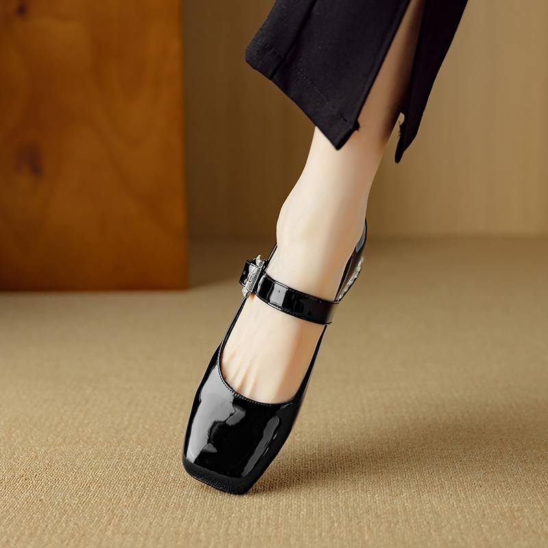 Krazing Pot Летние туфли из овчины размера 41 на среднем каблуке, Мэри Джейн с хрустальной пряжкой, квадратный носок, каблуки с бриллиантами, туфли-гладиаторы