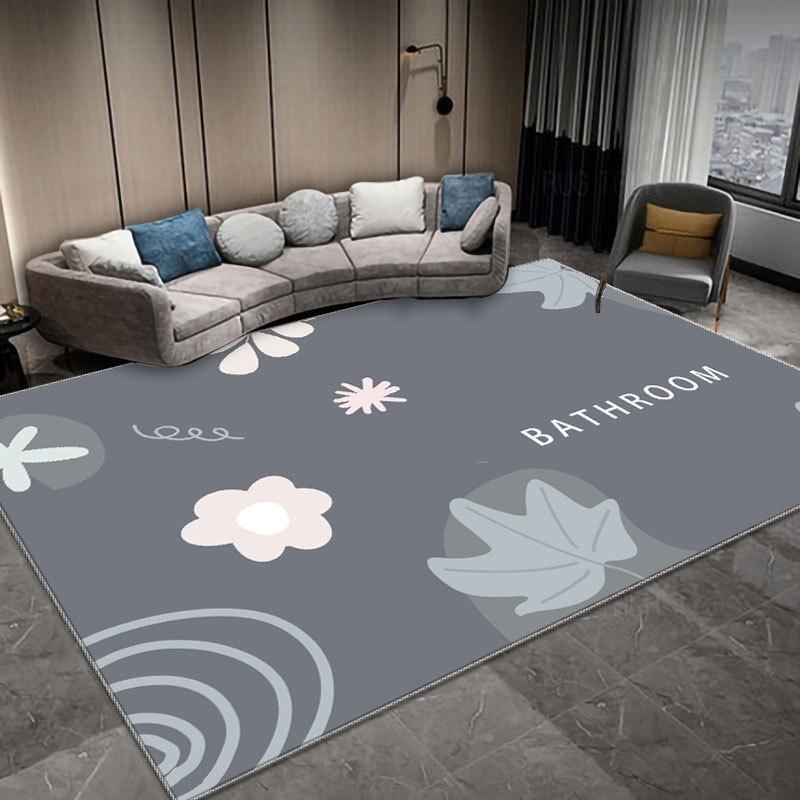 Серый геометрический роскошный ковер для гостиной – Simple Light Series Floor Mat