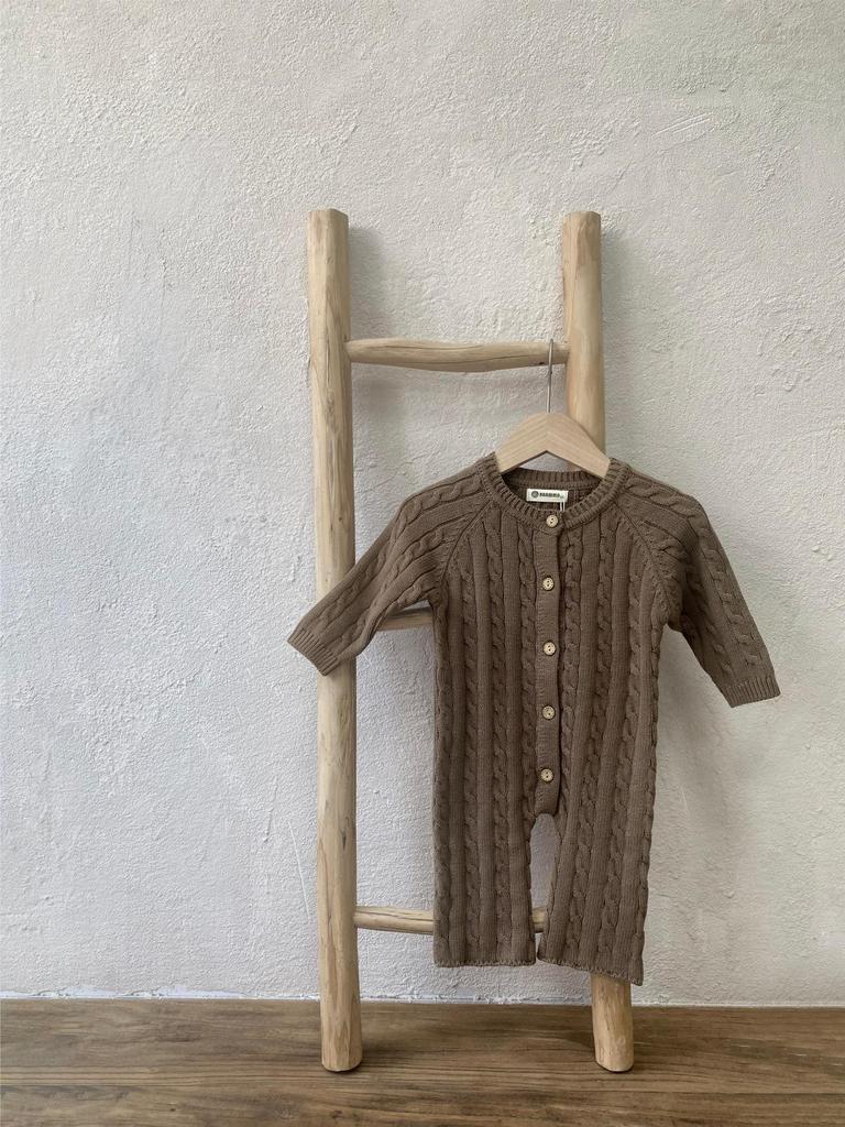 Unisex Baby Winter Cotton Knitted Sweater Jumpsuit: Long, Twisted Wool Design