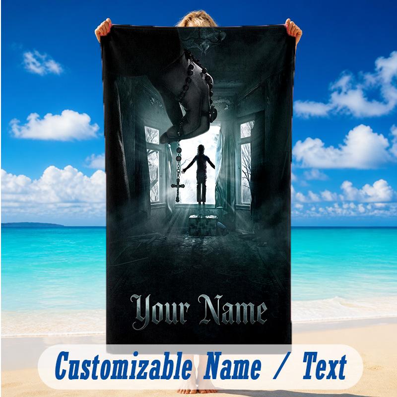 Beach Towel Custom Name Text, Quick Dry Large Towel For Beach HomeThe Conjuring Annabelle