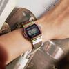 Casio Серия VINTAGE - квадратные ретро металлические маленькие квадратные спортивные часы радужного цвета кварцевый механизм нержавеющая сталь тканевый ремешок японский A1000PRW-1PRD