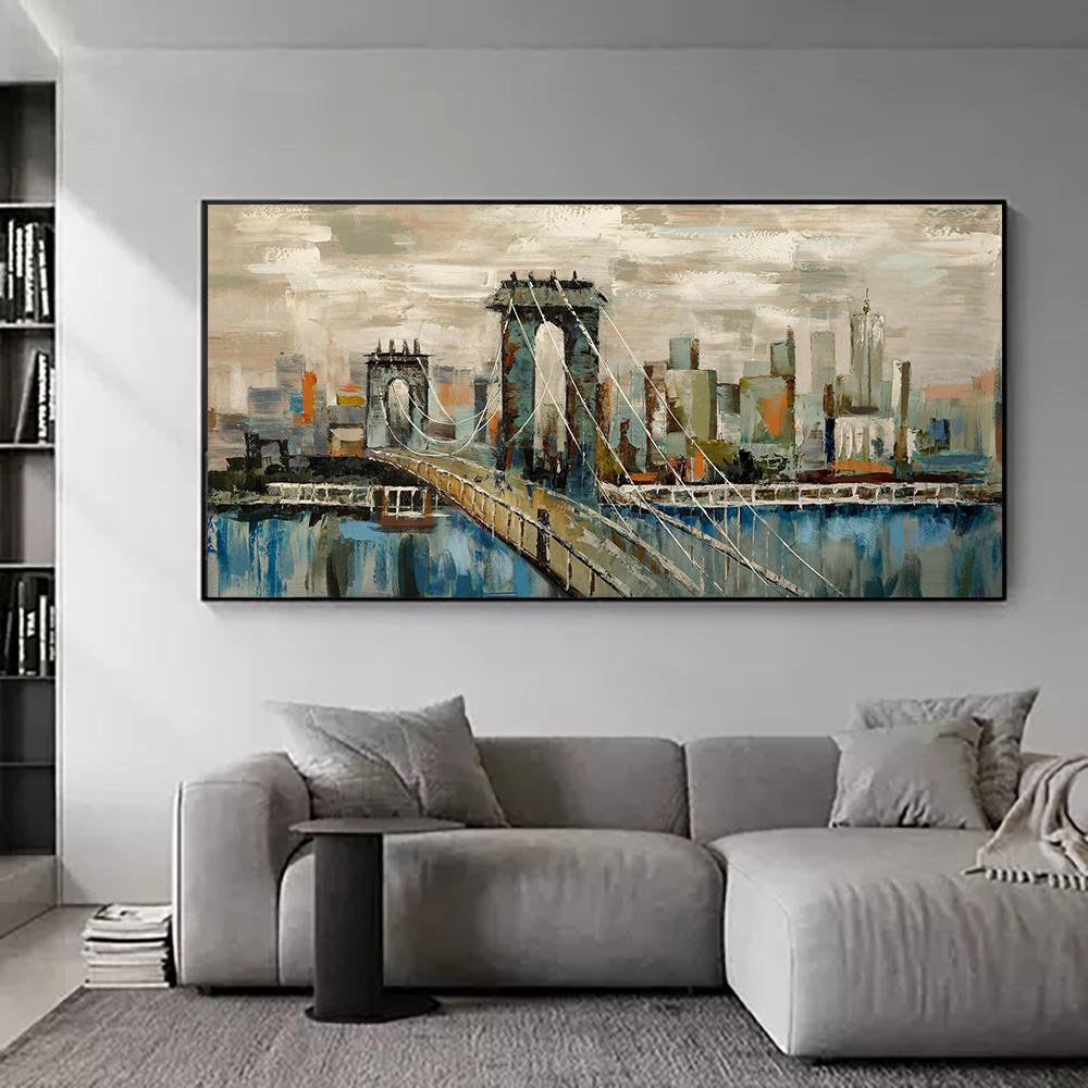 Скандинавский городской пейзаж, репродукция картины маслом, современные холсты, постеры и принты, настенная художественная картина для декора гостиной