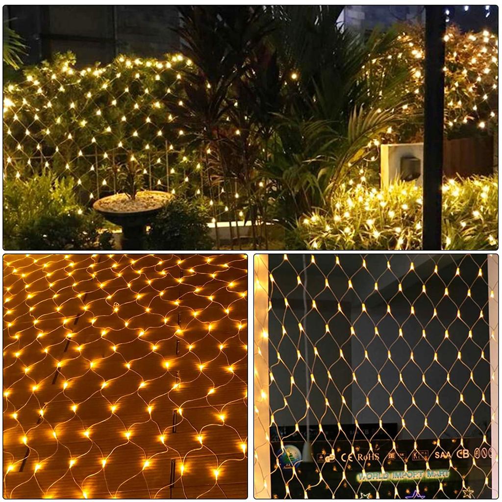 Net Lights, Outdoor Net String Lights 192LED 3*2 Meter 8-Modes with 30V Safe Voltage for Christmas Wedding Garden Decorations