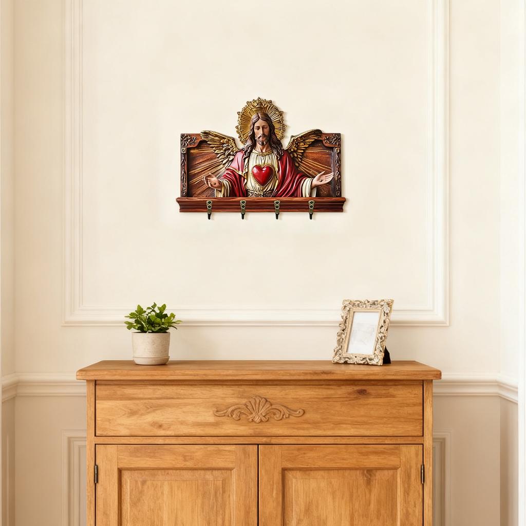 Деревянный многофункциональный держатель для ключей, Деревянный держатель для ключей на тему Причастия, Религиозный настенный декор для дома, Многофункциональный органайзер с