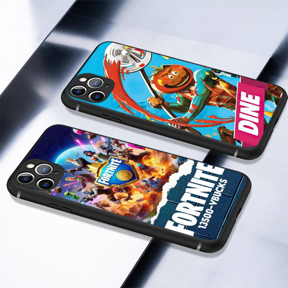 RT89 Fun Fortnite Case for iPhone 16 15 Plus 14 13 12 11 Pro 8 7 6S 6 SE 5S X XR XS Max Realme C30 C33 C31 9I Huawei P30 Black Sofe Cover