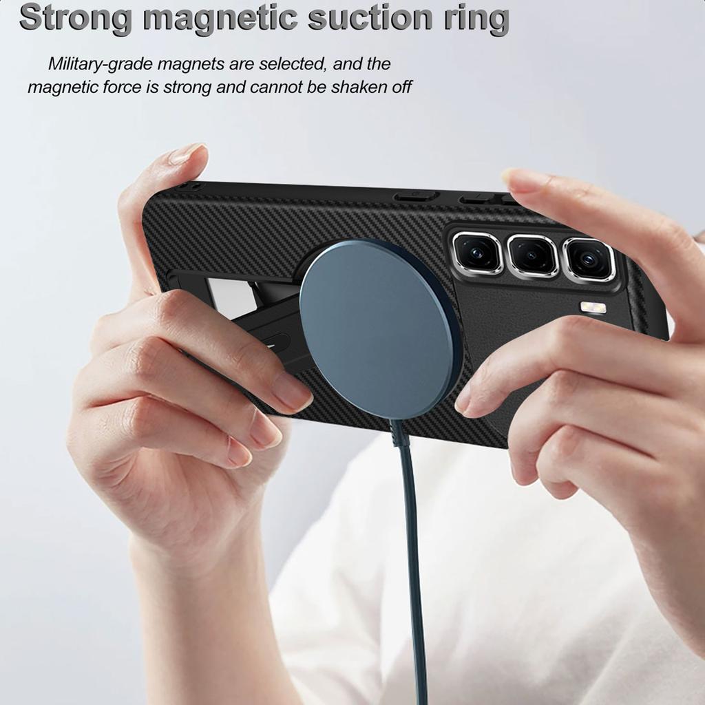 Для Infinix Hot 50 Pro+ 4G Чехол Текстура углеродного волокна ПК+ТПУ Чехол для телефона с подставкой