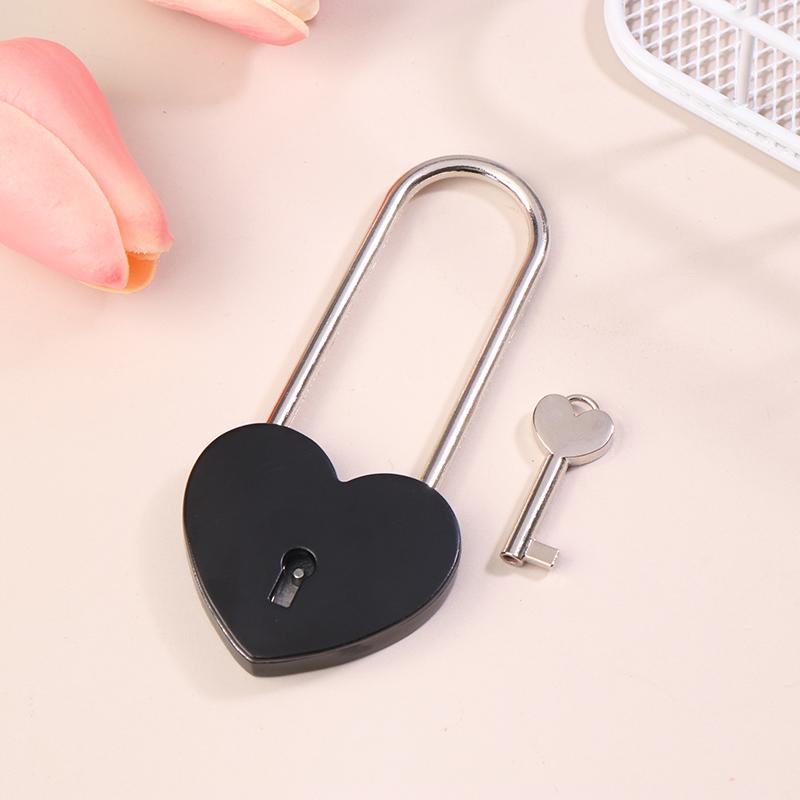 1 Set Metal Heart Shaped Padlock Antique Style Love Lock Set With Key Wedding Valentine'S Day Gifts Couple Wishing Lock