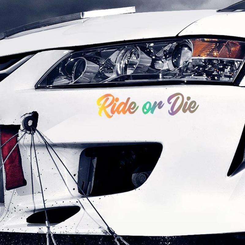 16.6x4см Автомобильная наклейка Ride or Die Светоотражающая Виниловая Пленка на Окно Наклейки для Грузовика Мотоцикла Фургона Пикапа Декоративные Аксессуары