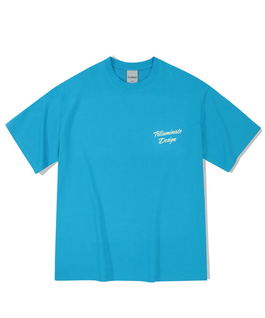 FILLUMINATE Oversized Fluffy Logo T-Shirt - Blue