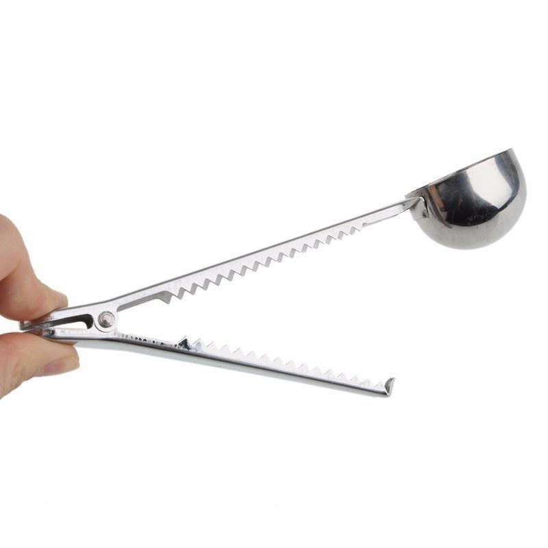 Кофейная ложка с зажимом. Утолщенная кофейная ложка из нержавеющей стали. Совок для молотого кофе с герметичным пакетом Cl.