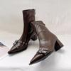 Fashion Female Short Shoes Pointed Toe Women's Ankle Boots Elegant with Medium Heels Booties Sexy Autumn Pu Boot New In Comfortable Goth