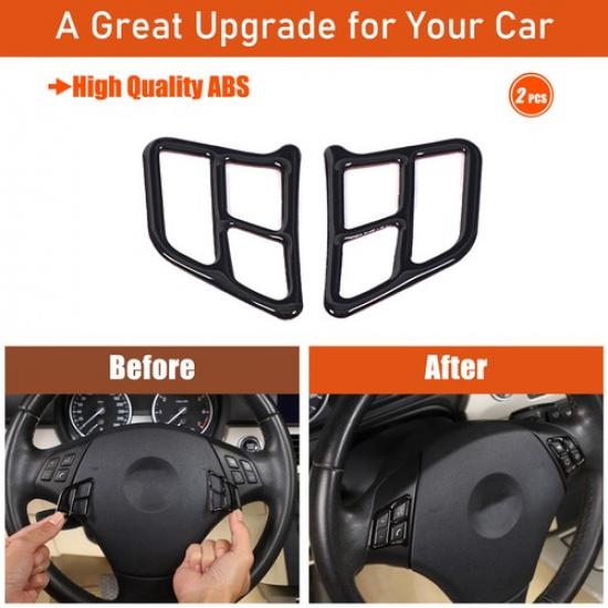 Glossy Black Steering Wheel Button Cover Trim For BMW 3 Series E90 E92 E93 05-12