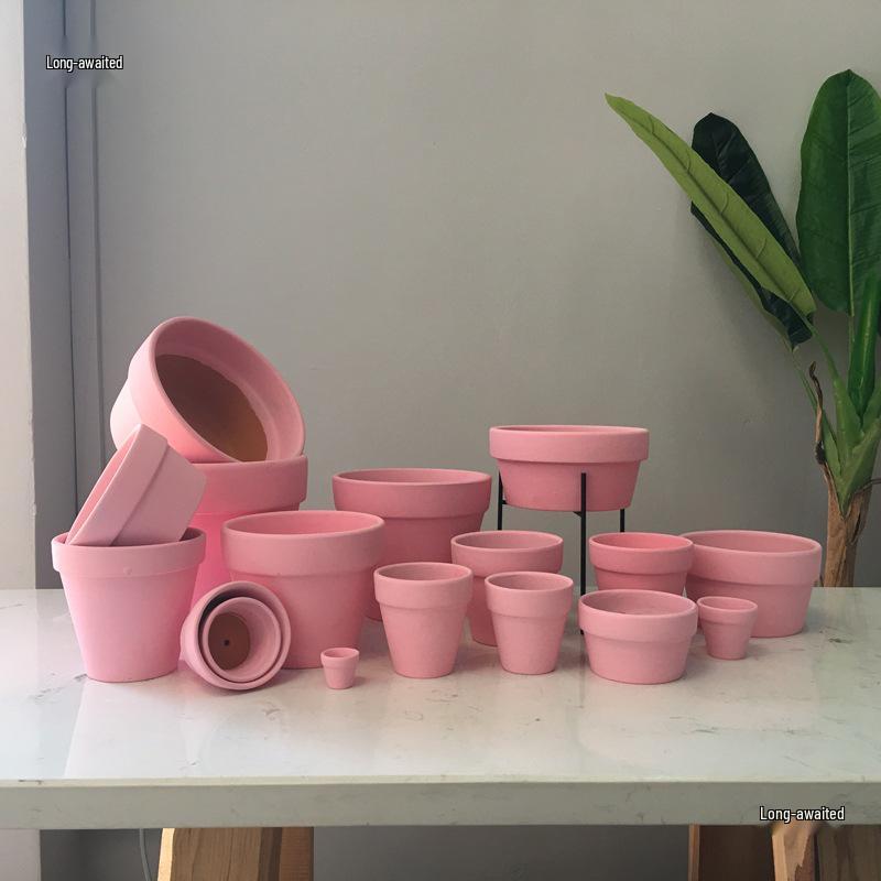 Nordic Style Red Clay Flower Pot for Succulents - Perfect for Living Room or Office Decor