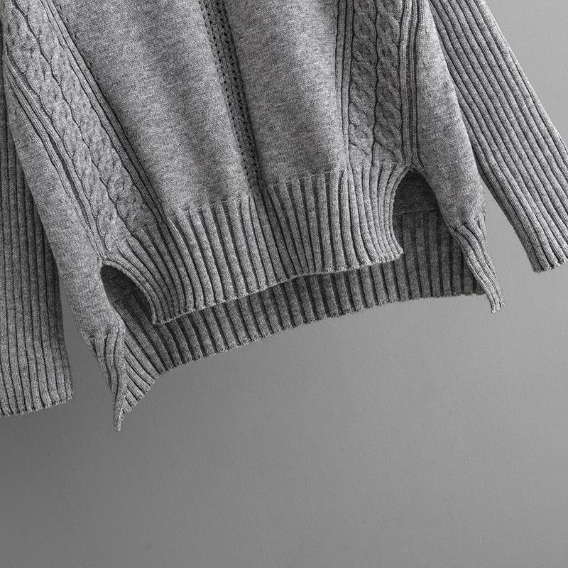 QICED Модный комплект Женский осенне-зимний повседневный однотонный свободный вязаный свитер с полувысоким воротником Набор из двух предметов