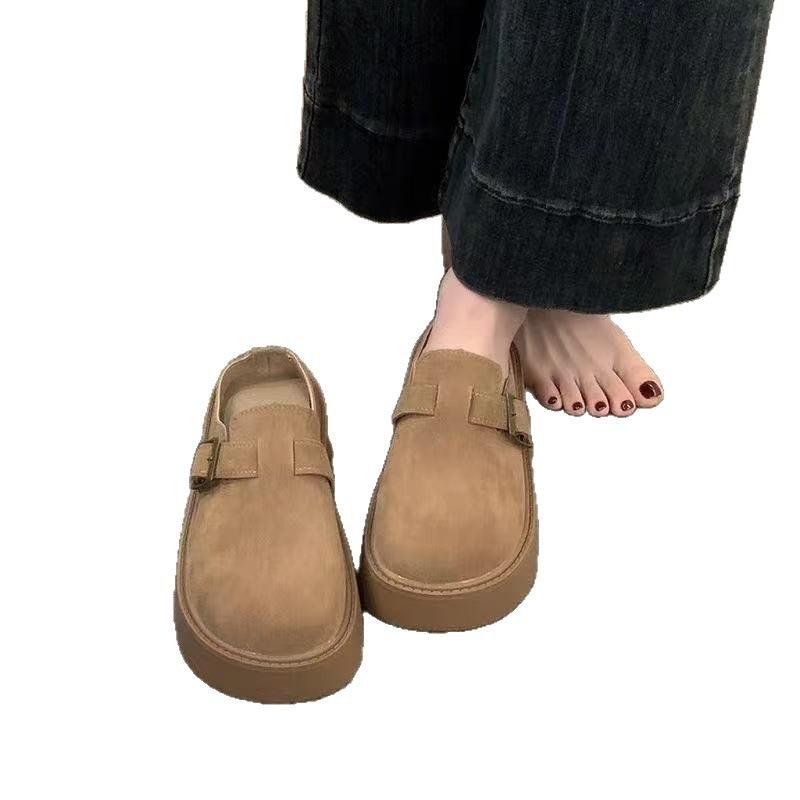 Ретро толстоподошвенные полутапочки Birkenstock, новые весенние уличные туфли Birkenstock для увеличения роста
