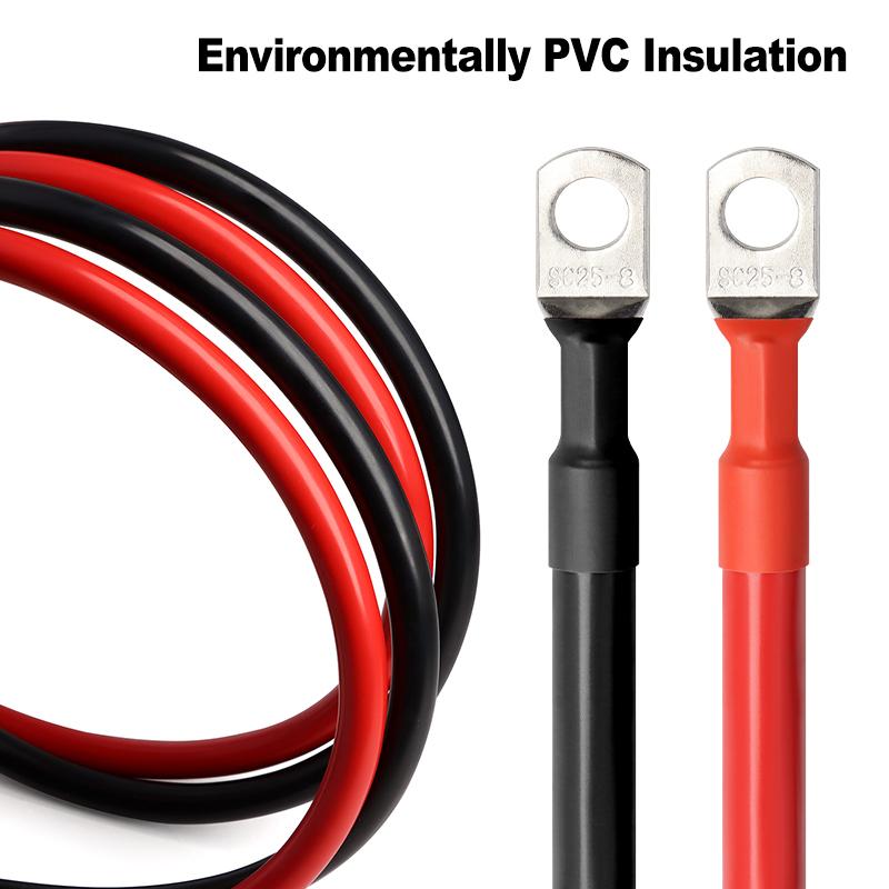 Набор кабелей для инвертора от аккумулятора 8 AWG 6 AWG 4 AWG с клеммами 20/30/40/50/60 см многожильный медный шнур для автодома Провод для подключения солнечной энергии