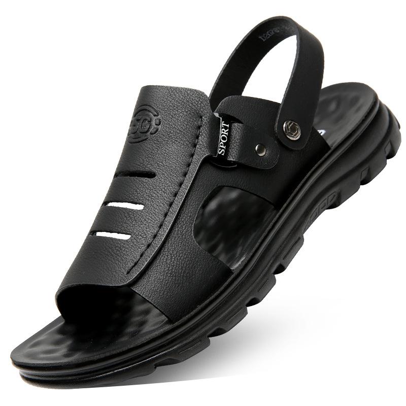 2025 летние мужские пляжные туфли двойного назначения мужские водонепроницаемые, дышащие и нескользящие классные тапочки из натуральной кожи мужские туфли 5266