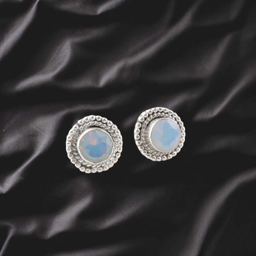 Молочный опал драгоценный камень 925 стерлинговое серебро ювелирные изделия ручной работы пусеты с пусетами 0,5" EE-128-13